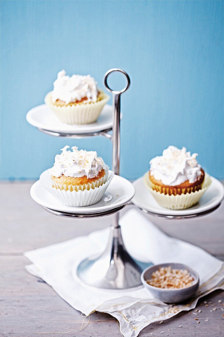 Coconut cupcakes with a meringue topping
