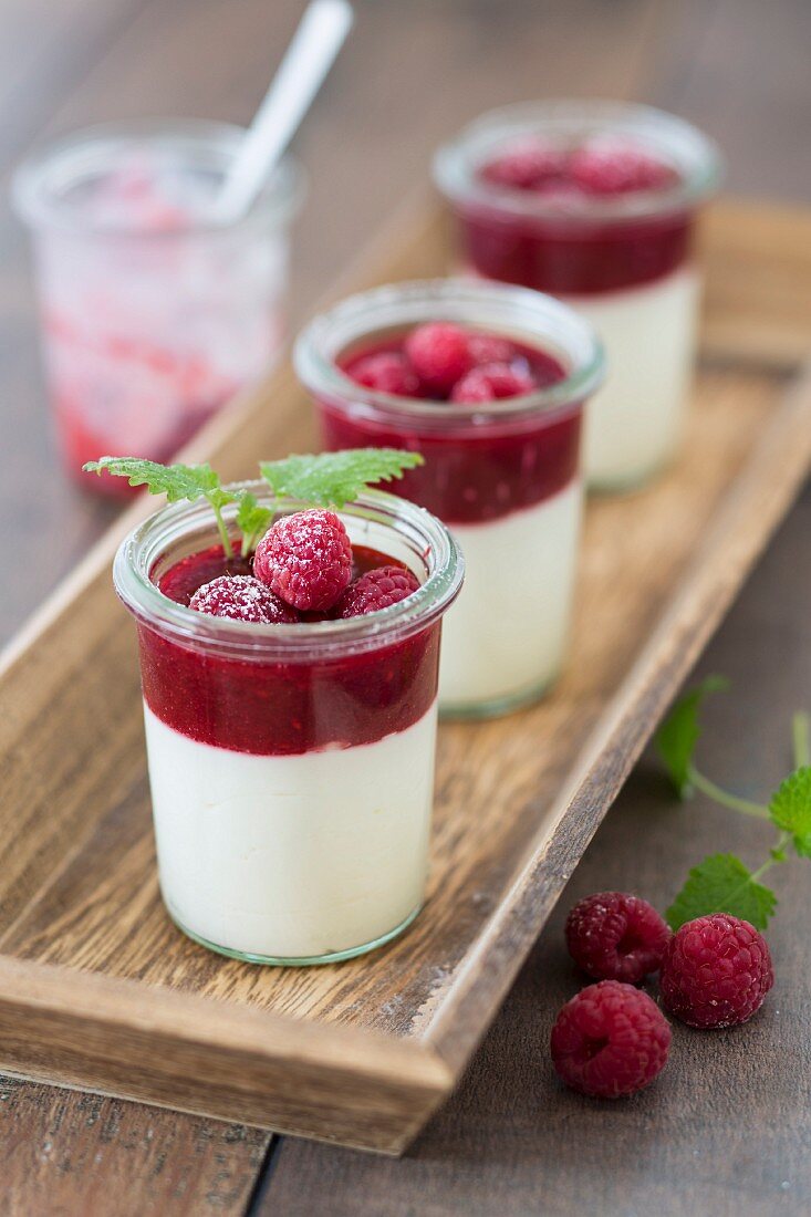 Yoghurt with raspberry purée
