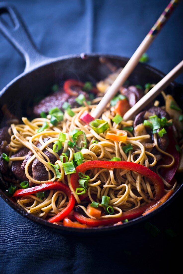 Fried noodles with duck (Asia)