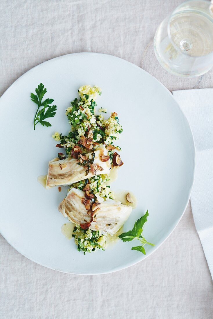 Turbot with date tabbouleh