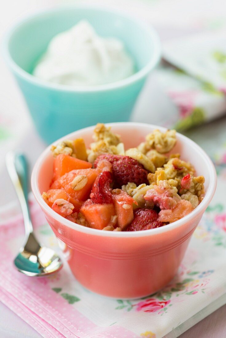 Strawberry and apple crumble