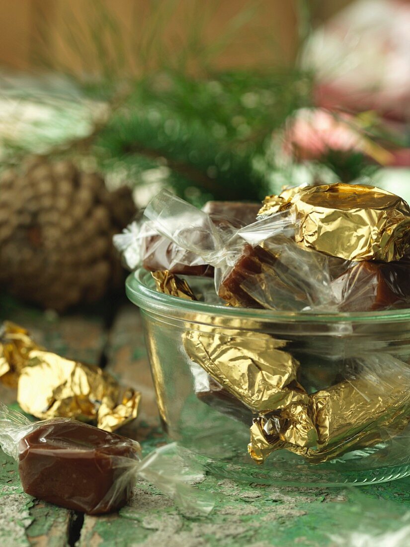 Karamellbonbons zu Weihnachten