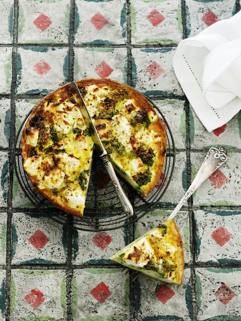 Broccoli quiche with goat's cheese
