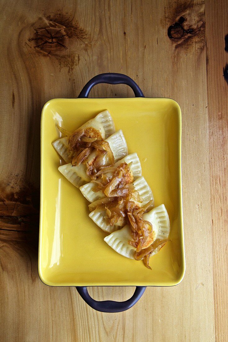 Pierogi with caramelised onions (Poland)