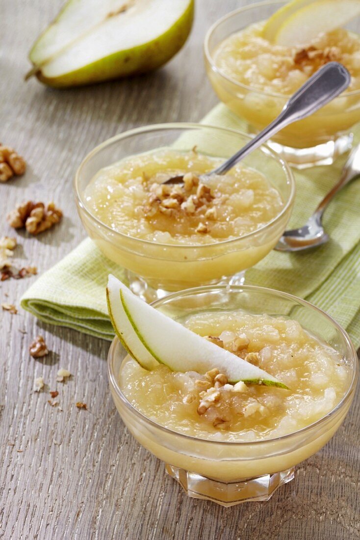 Pear compote with walnuts