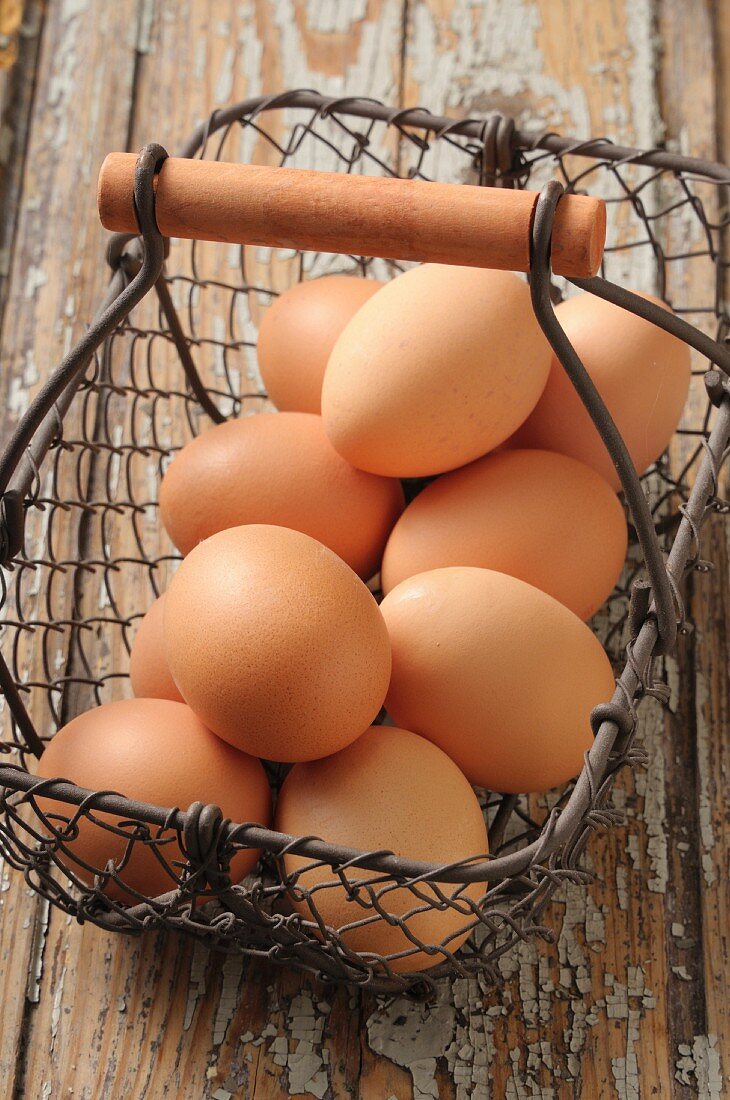 Eggs in a wire basket