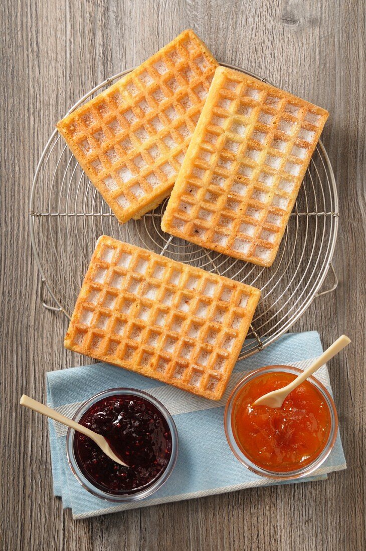 Waffles and jam