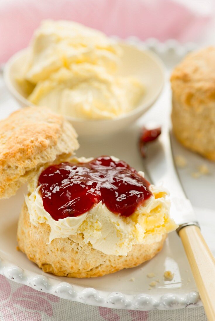 Scones with clotted cream and jam