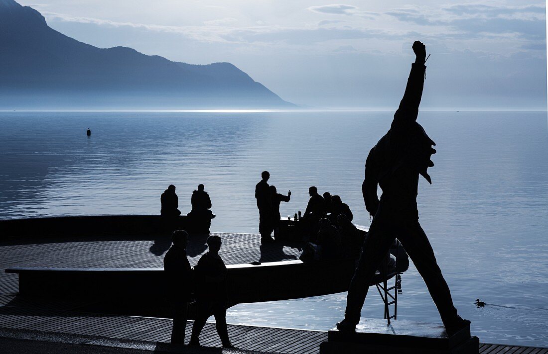 Sculptures on Lake Geneva, Switzerland