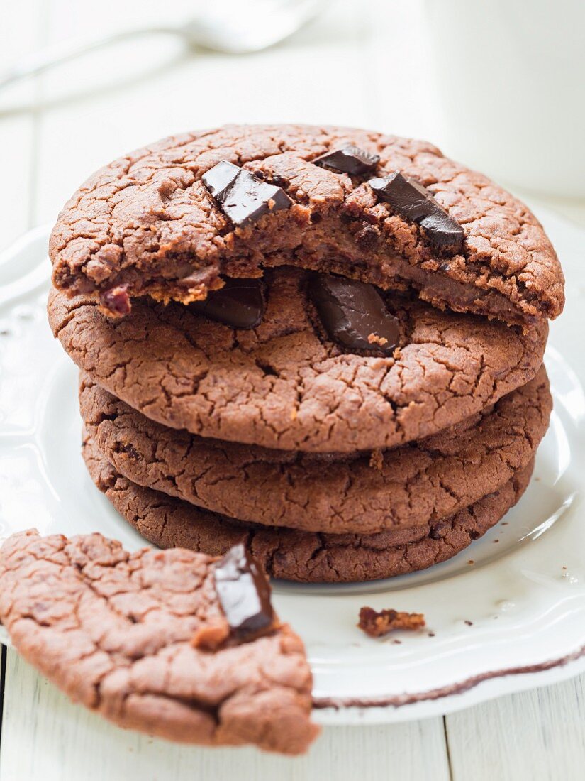 A stack of vegan flourless gluten-free chocolate cookies