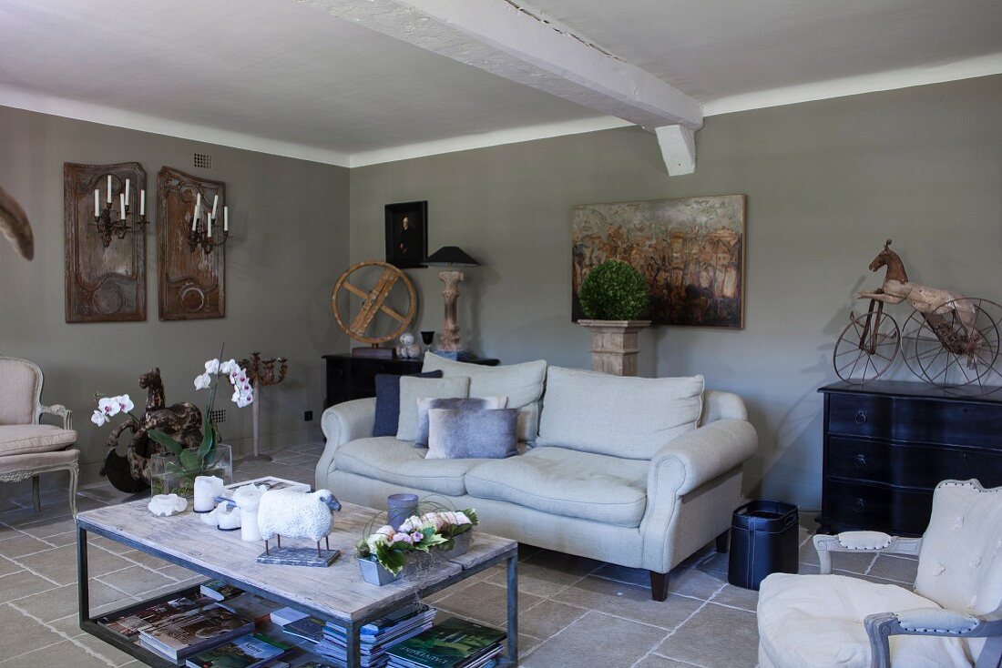 French-style living room in shades of grey