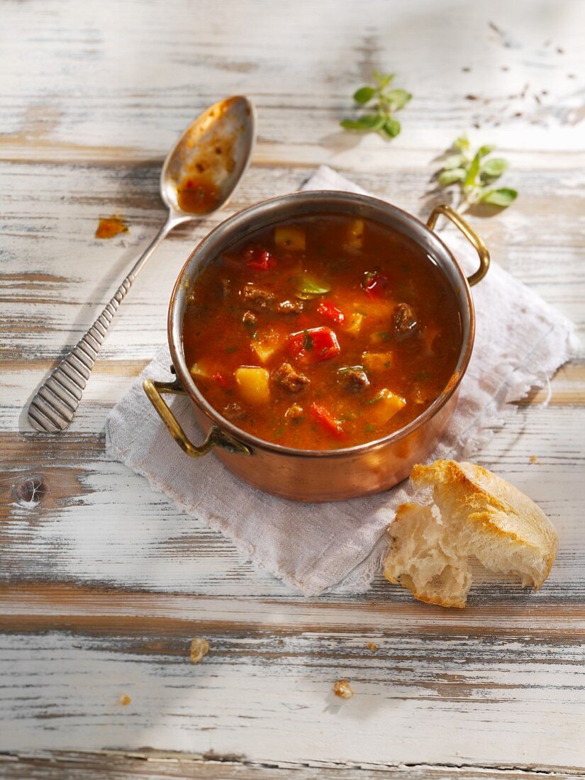 Goulash soup and white bread