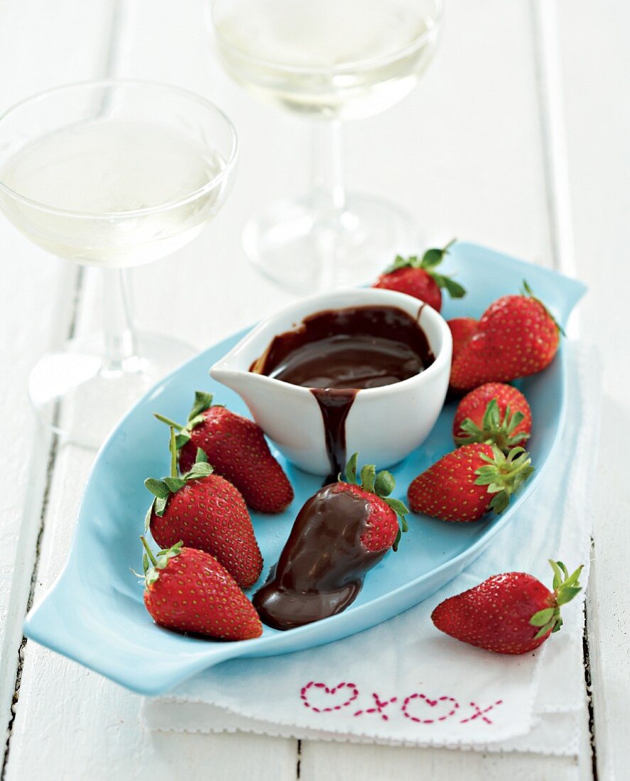 Strawberries with a chocolate dip