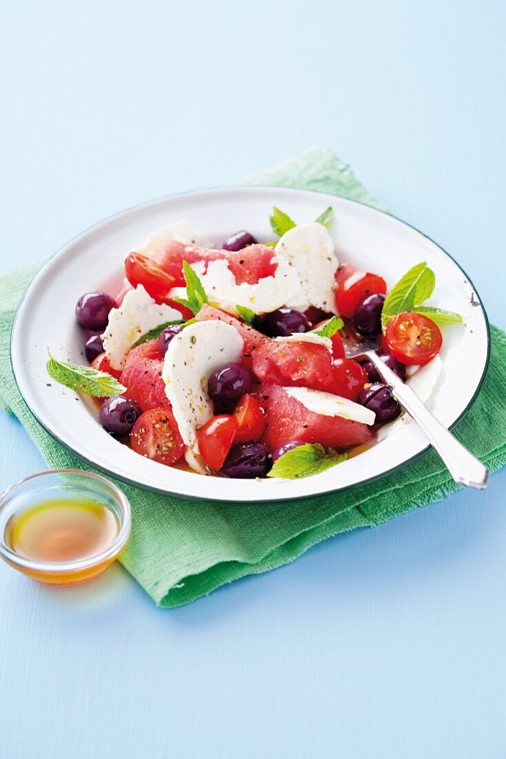 Greek salad with watermelon