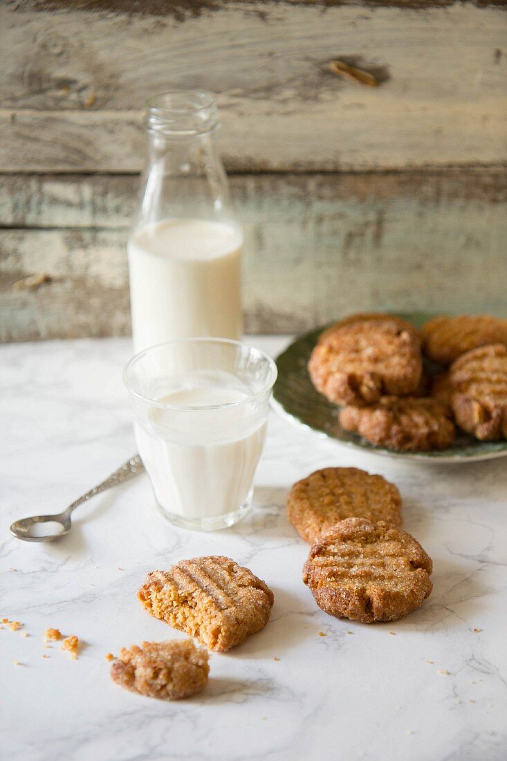 Peanut butter cookies and milk