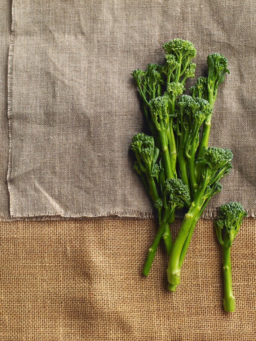 Broccoli on a piece of linen