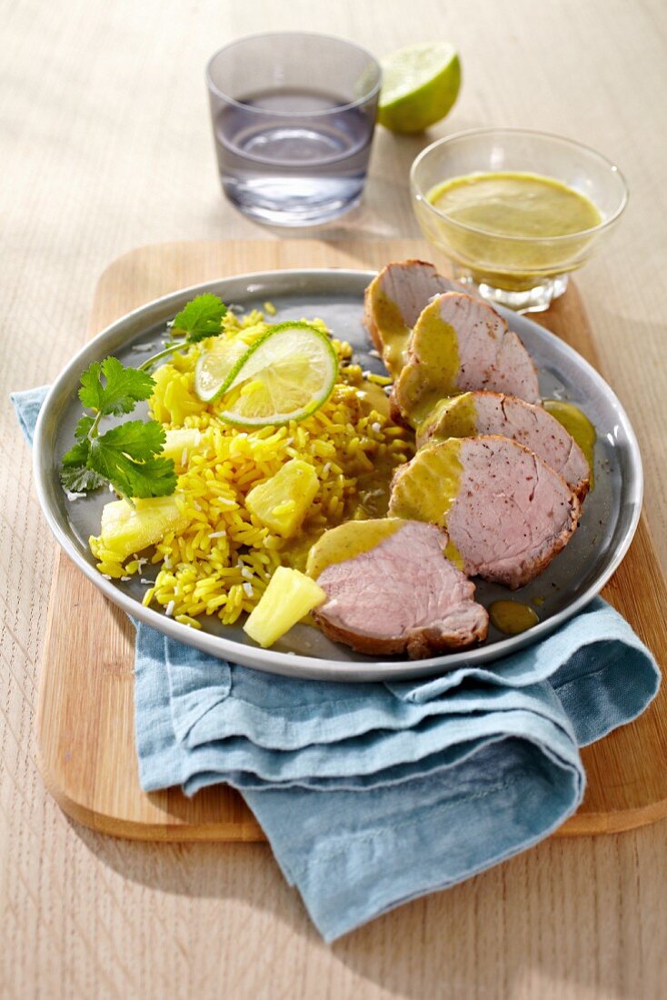 Pork fillet with pineapple rice