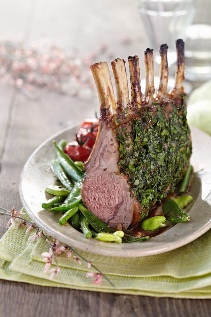 Rack of lamb with a herb crust for Easter
