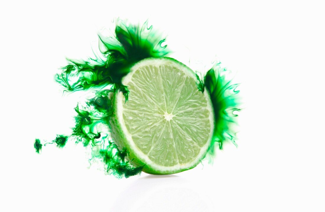 Half a lime with a green colour effect