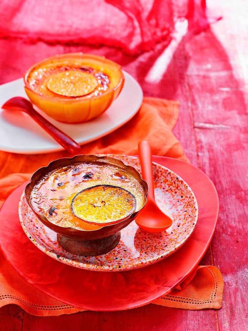 Mandarin and ginger crème brûlée