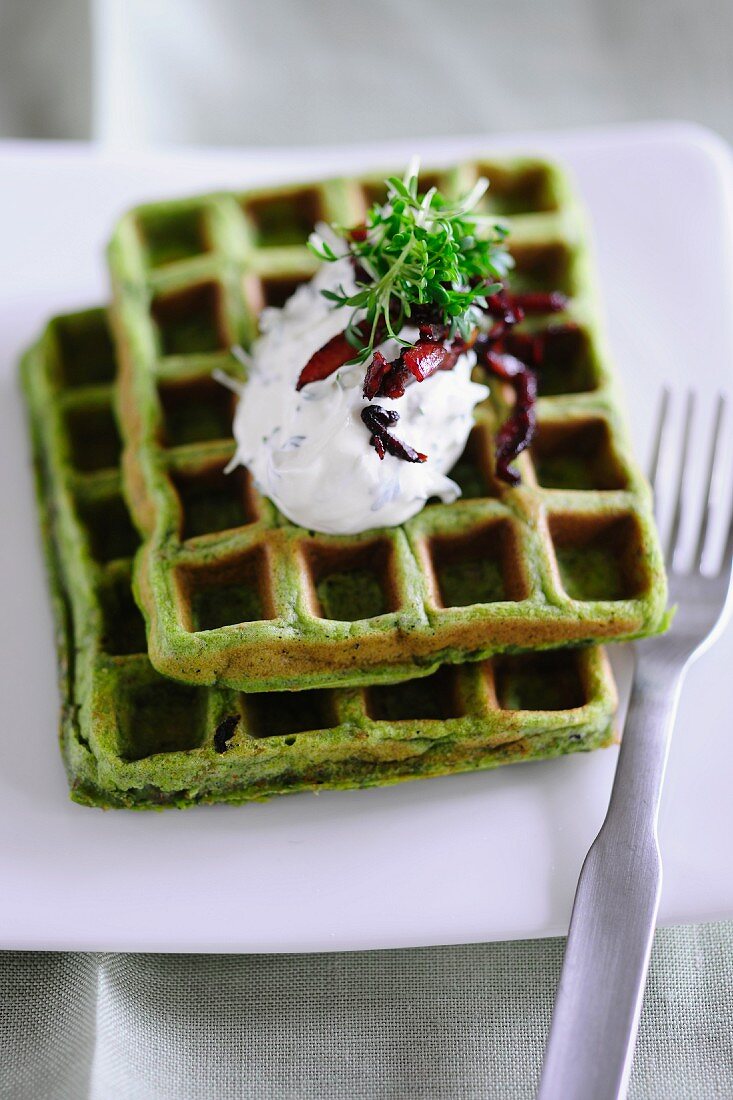 Herb waffles with quark