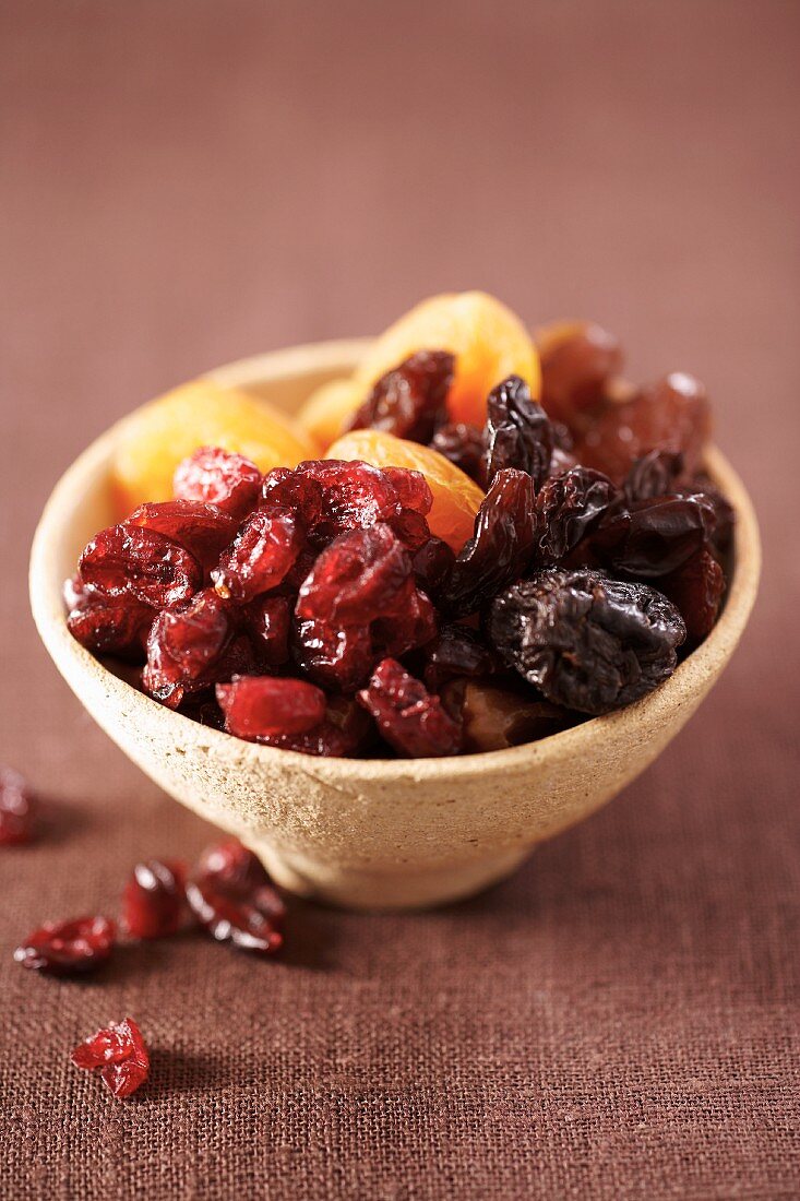 A bowl of dried fruit