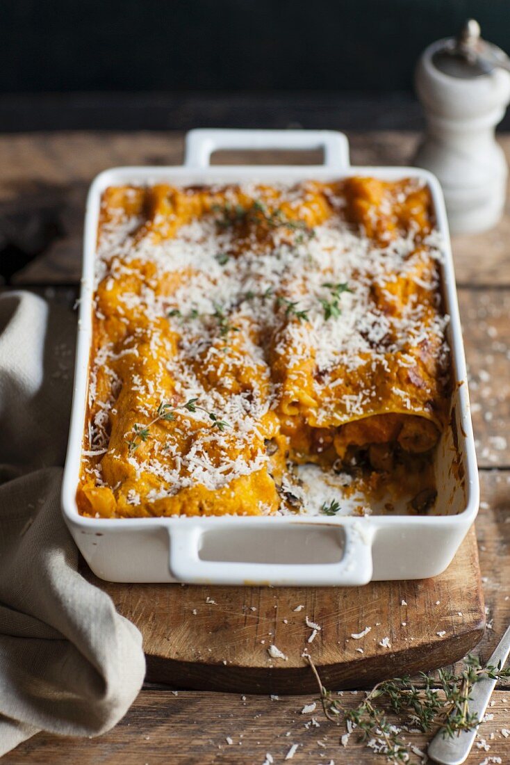 Lasagne with butternut squash and fish