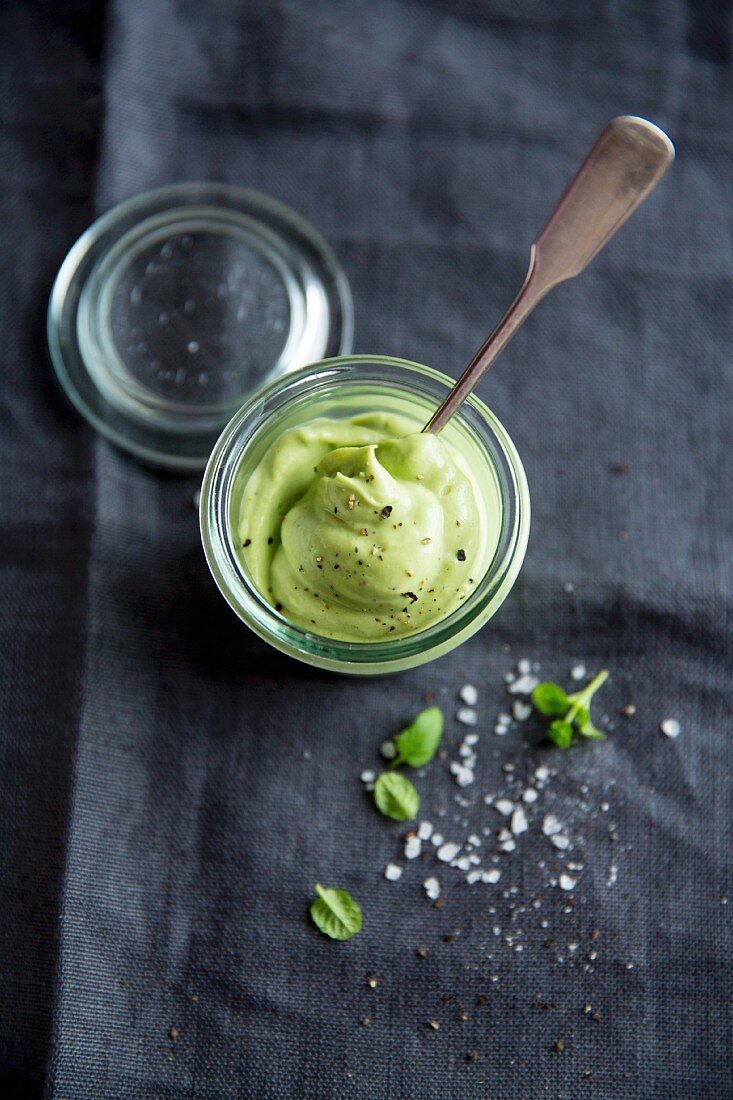 A glass of avocado cream