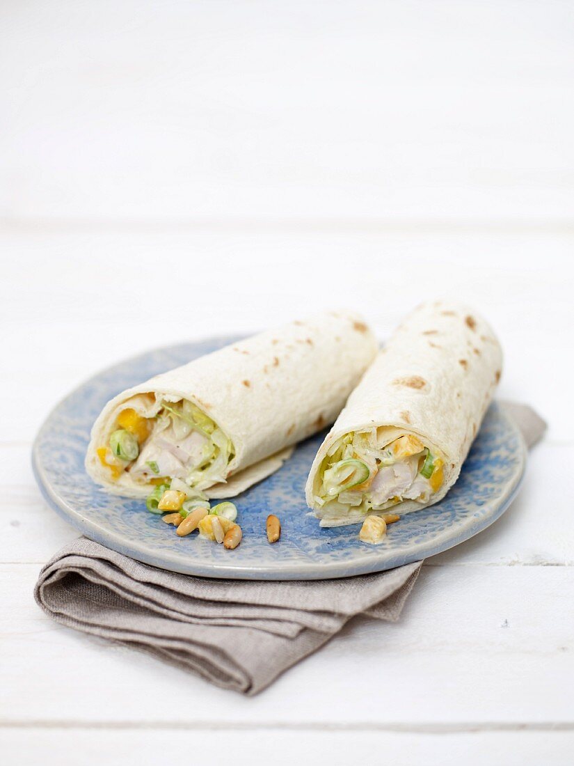 Chicken and mango salad wraps