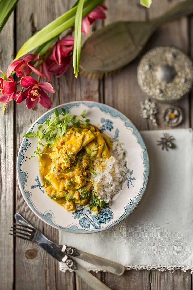 Chicken curry with rice