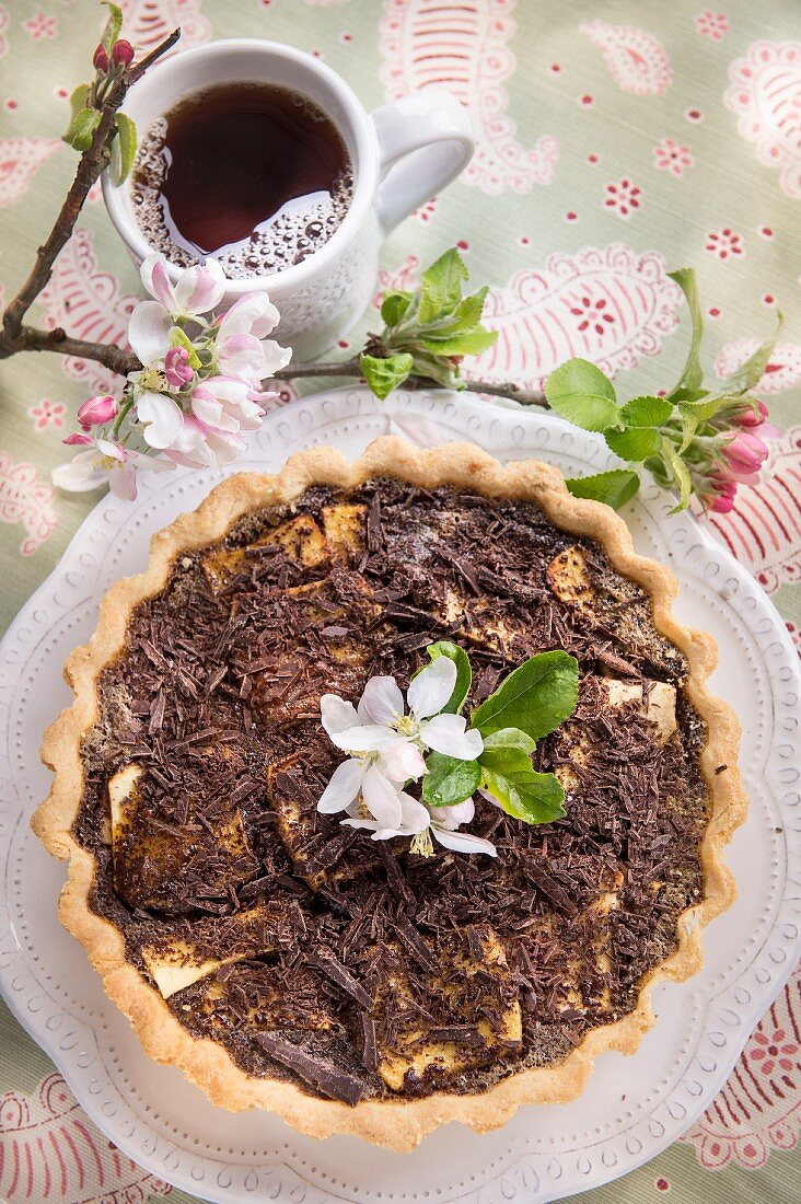 Apple tart topped with chocolate sprinkles