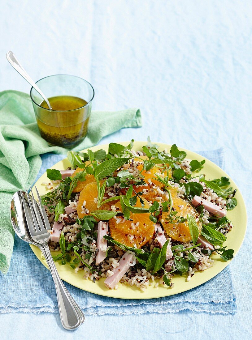 Schinken, Reis und Quinoa Salat