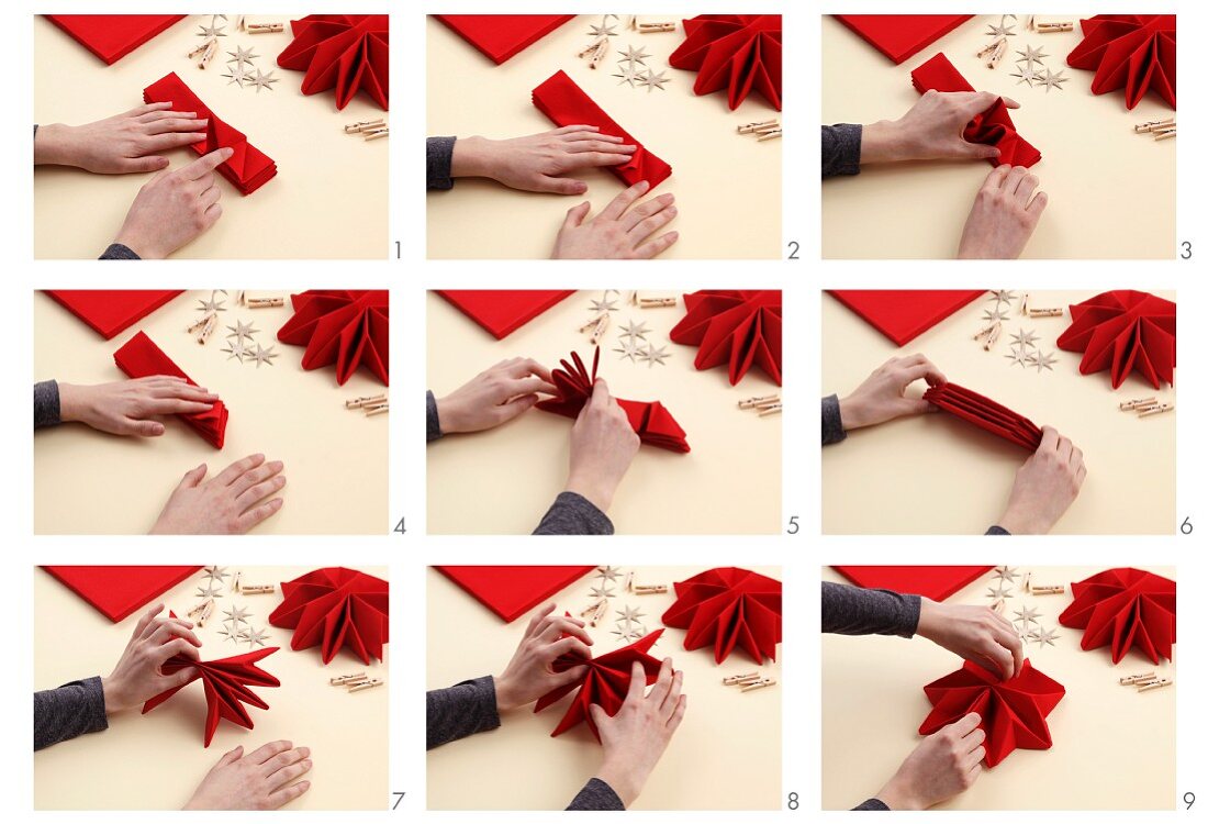 Instructions for folding napkins