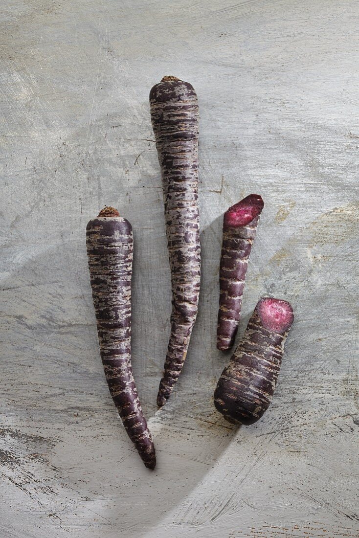 Primaeval carrots, whole and halved