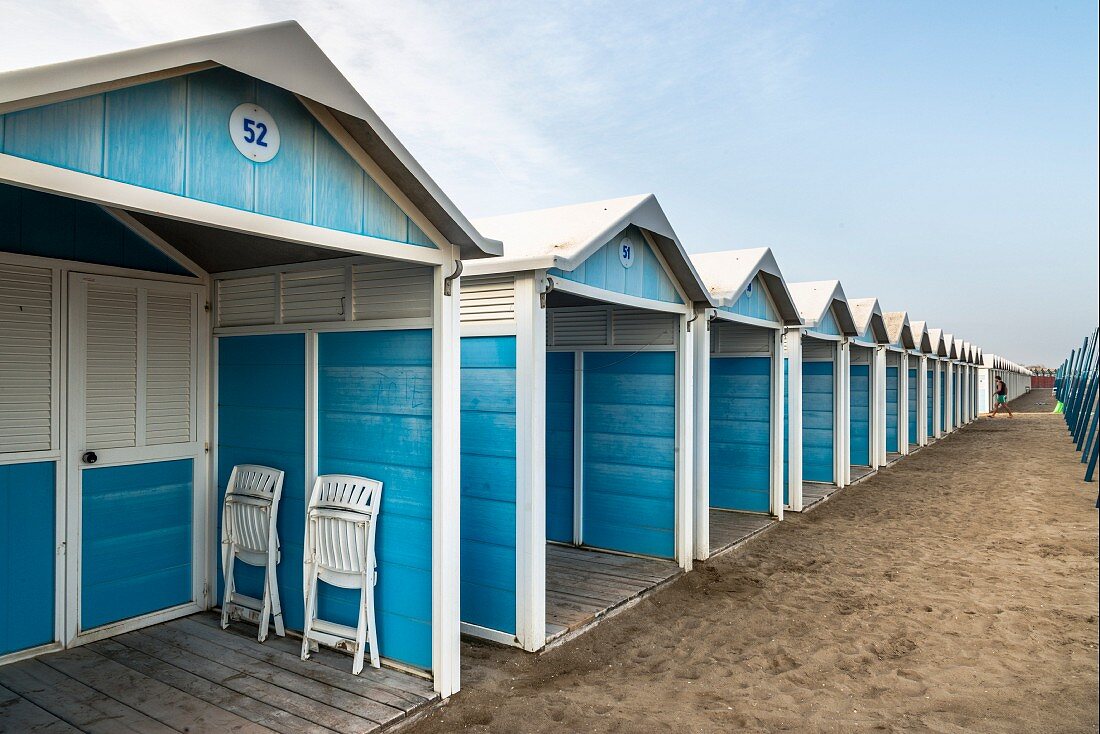 A row of beach huts, Lido, Italy