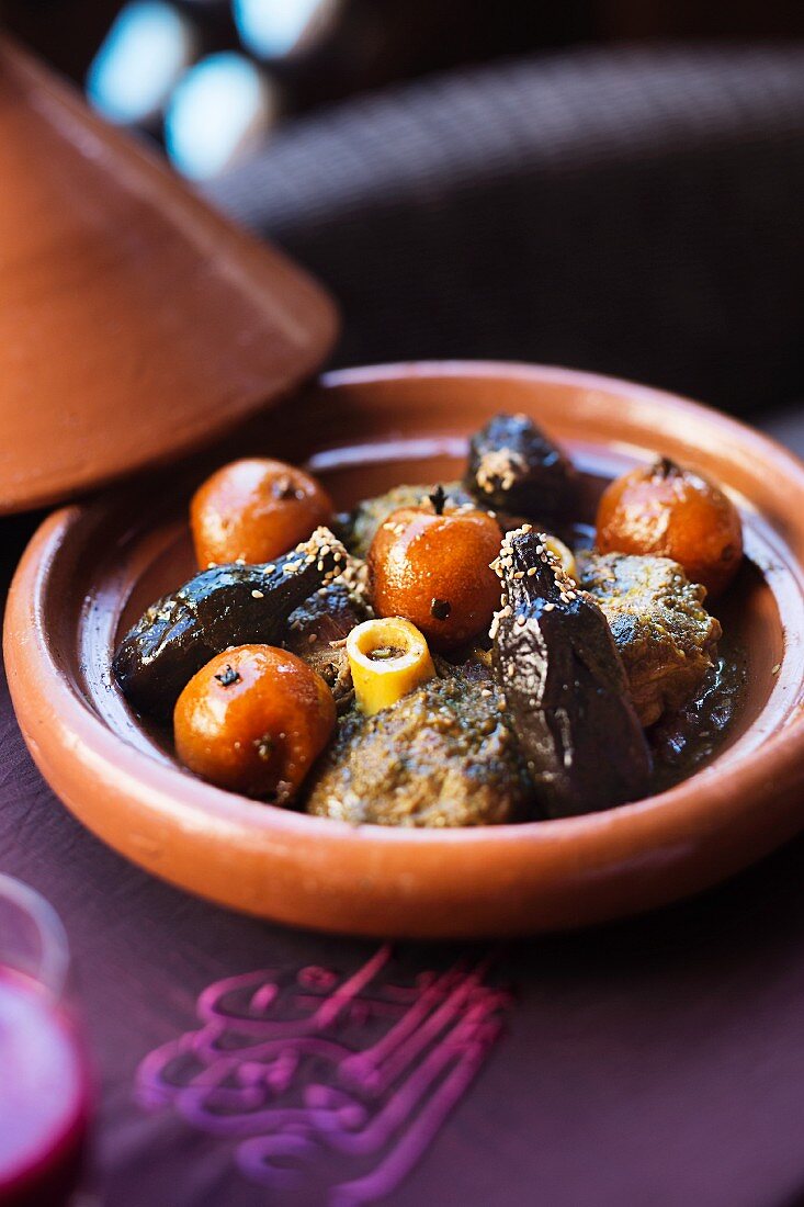 Lamb tagine in the restaurant La Maison Arabe, Marrakesh, Morocco