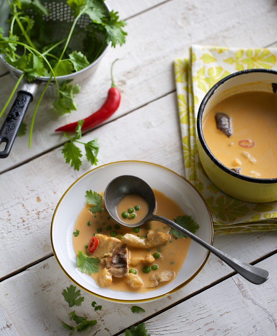 Coconut curry soup with chicken