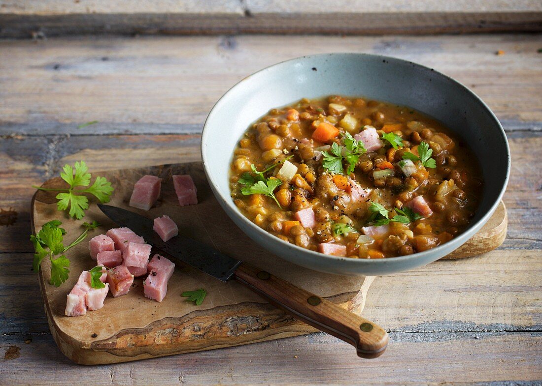 Lentil stew with gammon