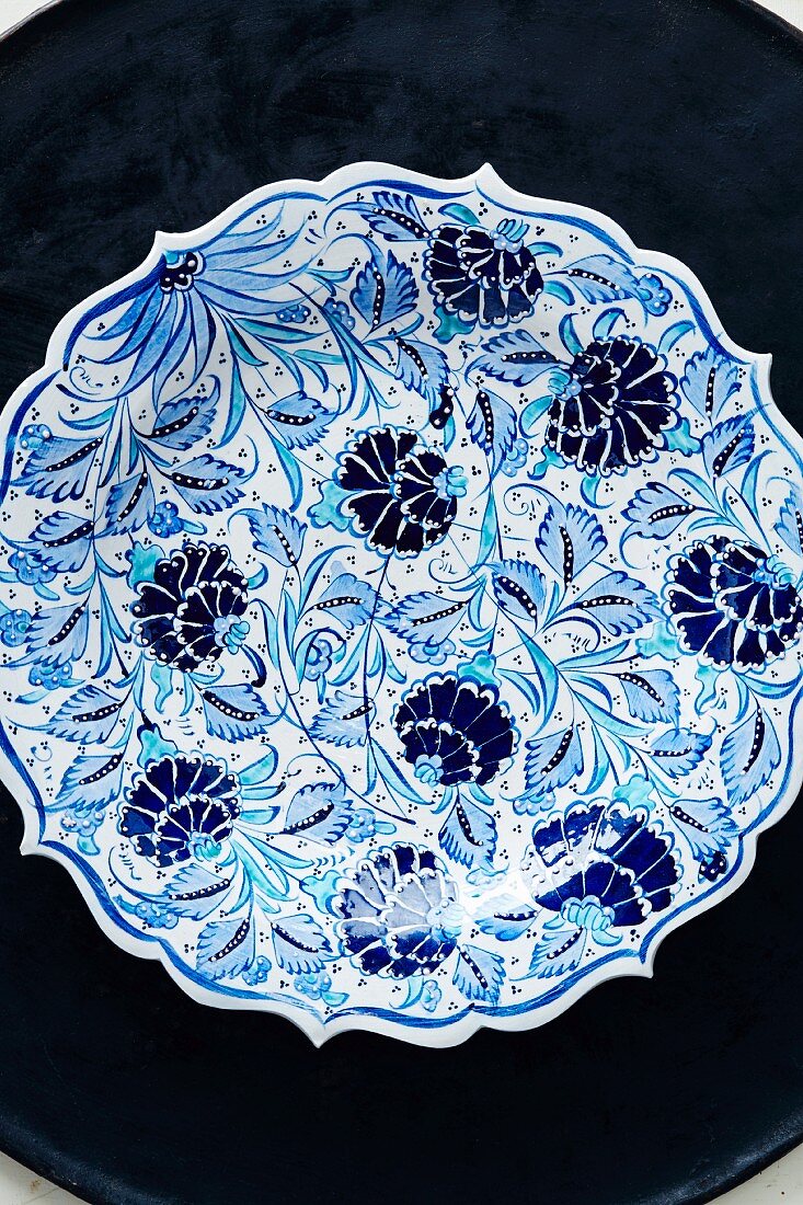 A plate with an oriental pattern
