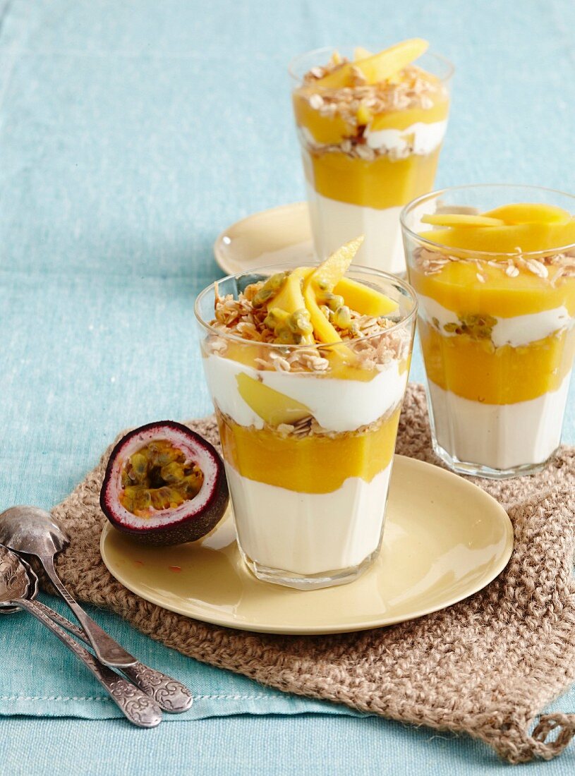 Mango passion granola parfaits