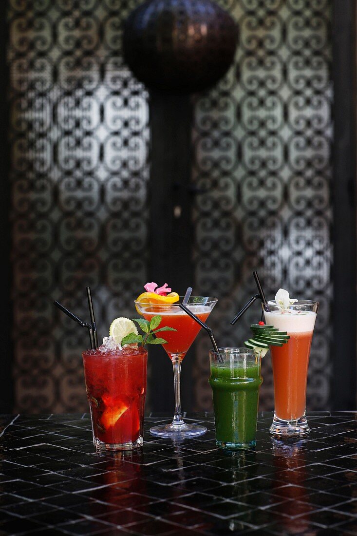 Verschiedene Cocktails, Marrakesch, Marokko