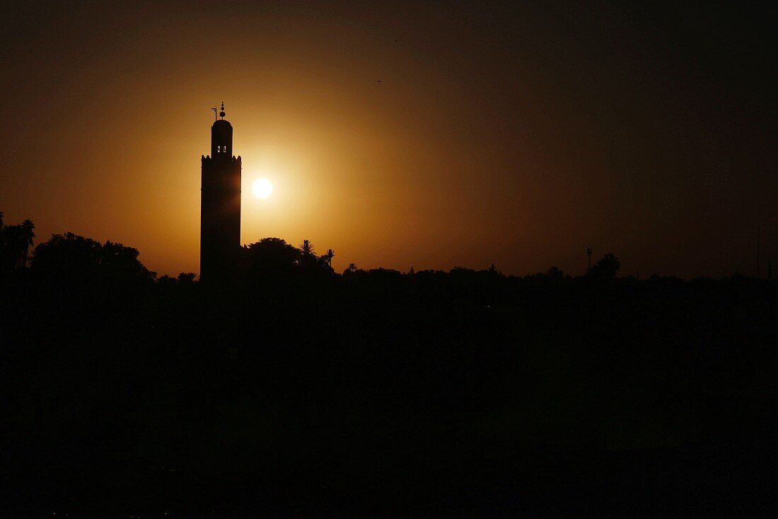 Die Silhouette von Marrakesch, Marokko