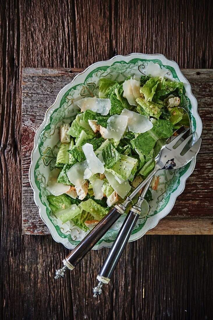 Ceasar salad with an anchovy dressing and Parmesan cheese