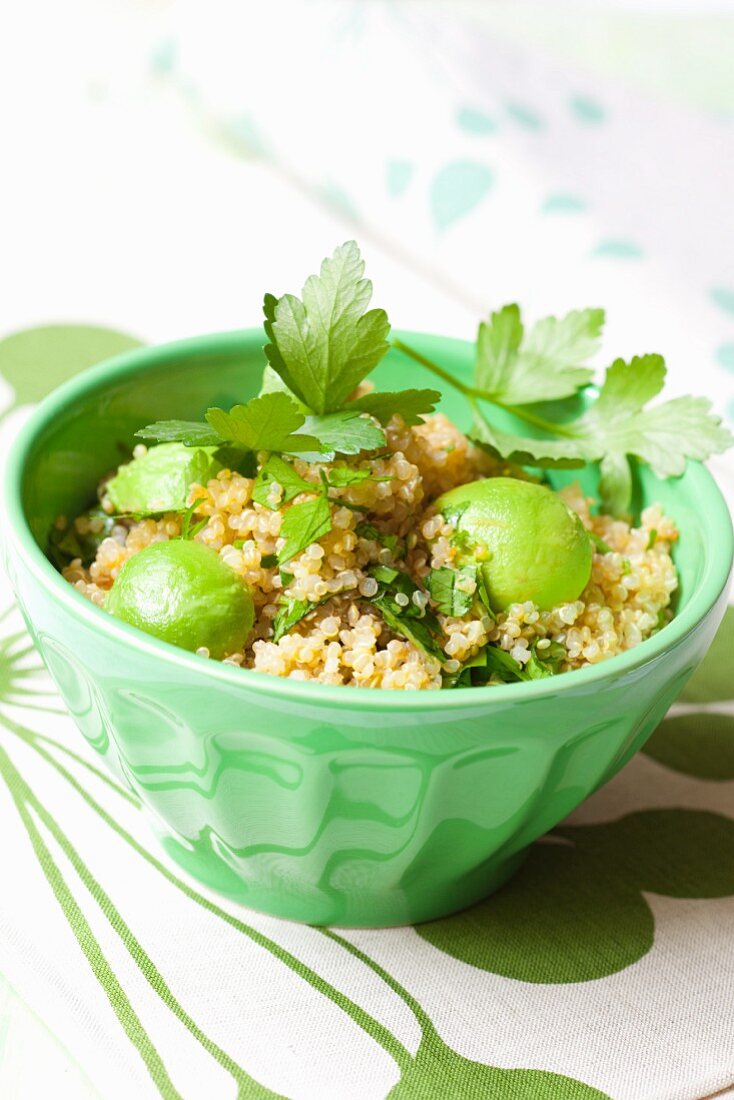 Quinoa salad with avocado and parsley