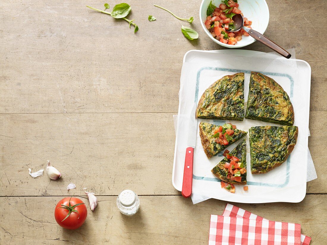A green bean and spinach frittata (Paleo diet)