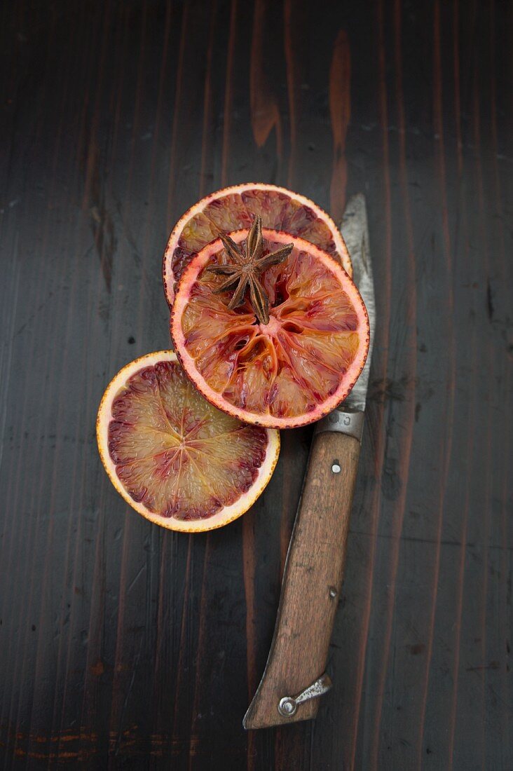 Blood orange slices with star anise