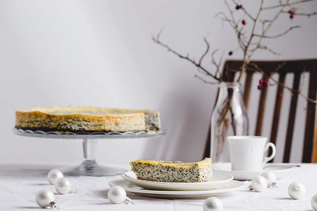 Mohn-Zitronen-Käsekuchen zu Weihnachten