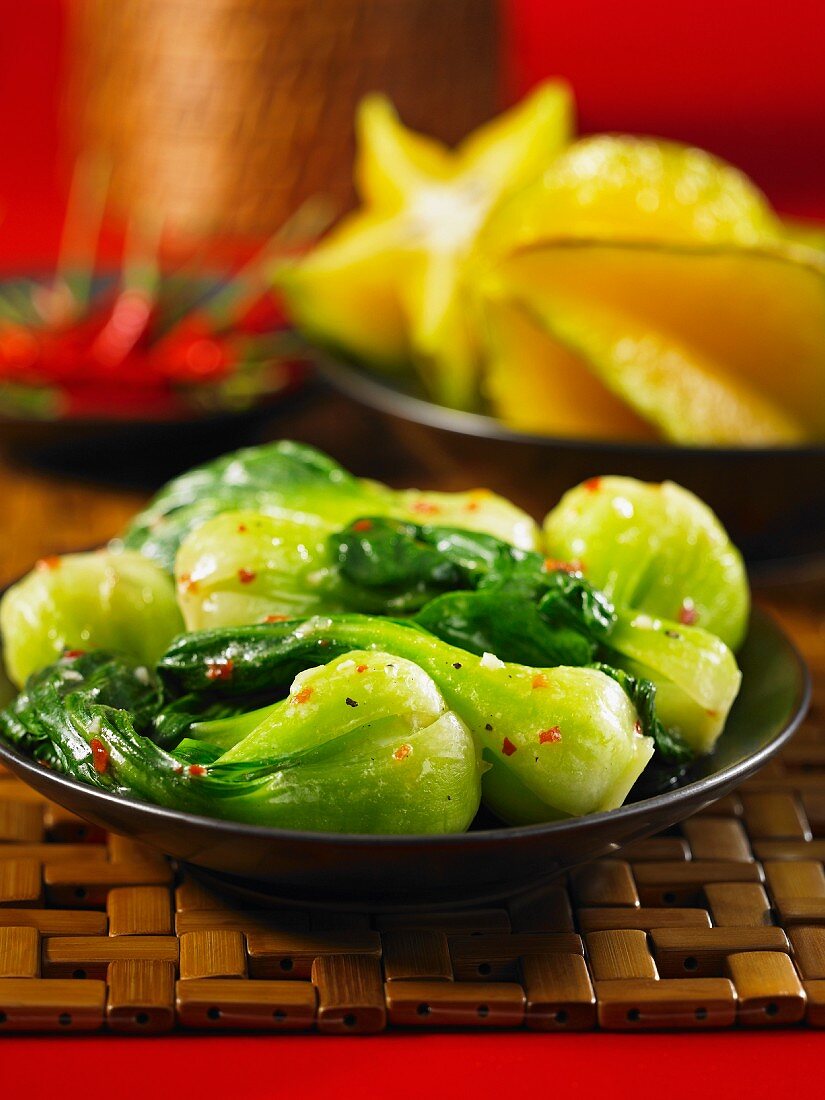 Bok choy with coconut and chilli (Asia)