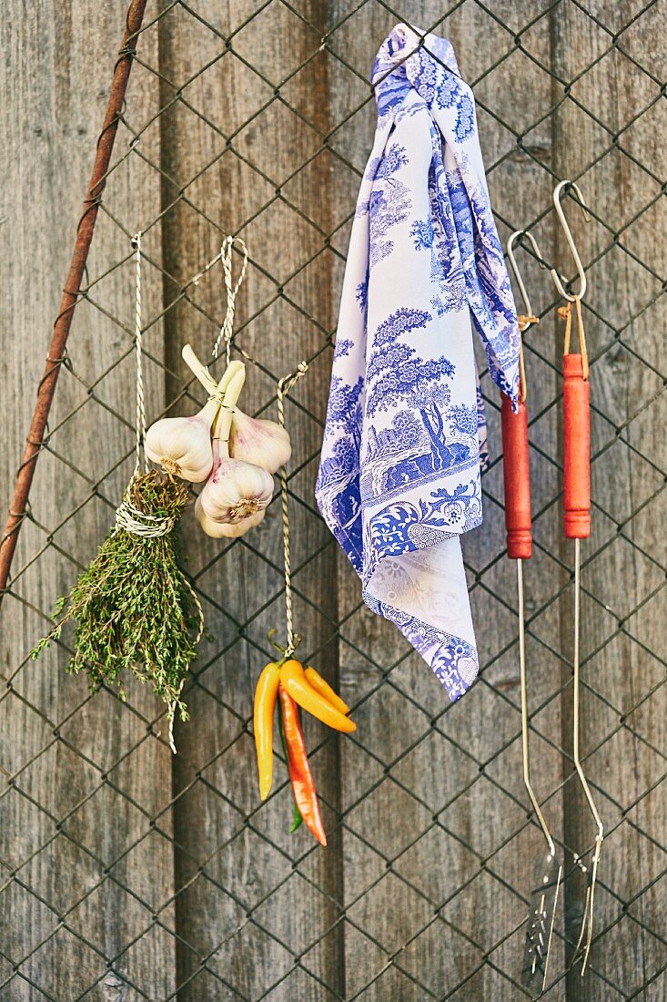 Grilling utensils, herbs and spices