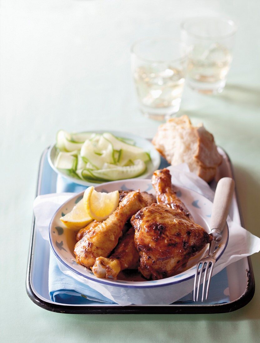 Peri-peri chicken with salad and bread